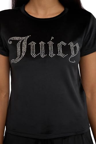 Juicy Couture Women's 2 Piece Velvet Fleece Short Sleeve Shirt and Pants Lounge Sleepwear Set3