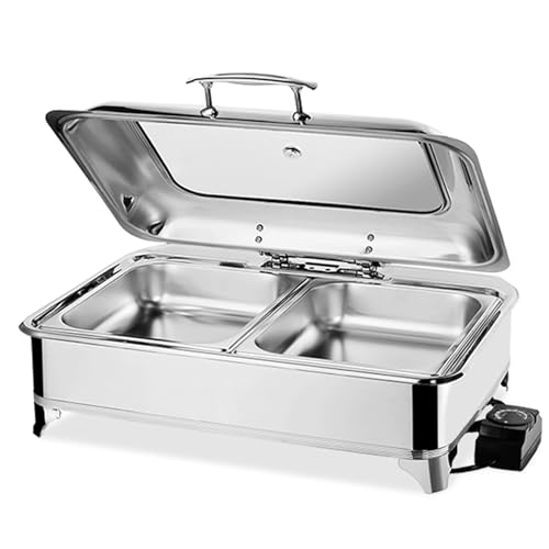 9L Elektrischer Buffetwärmer, Chafing Dish Buffet mit Heizplatte, Elektrischer Buffetwärmer für Buffet-Speisenwärmer, Buffetserver (two grids)