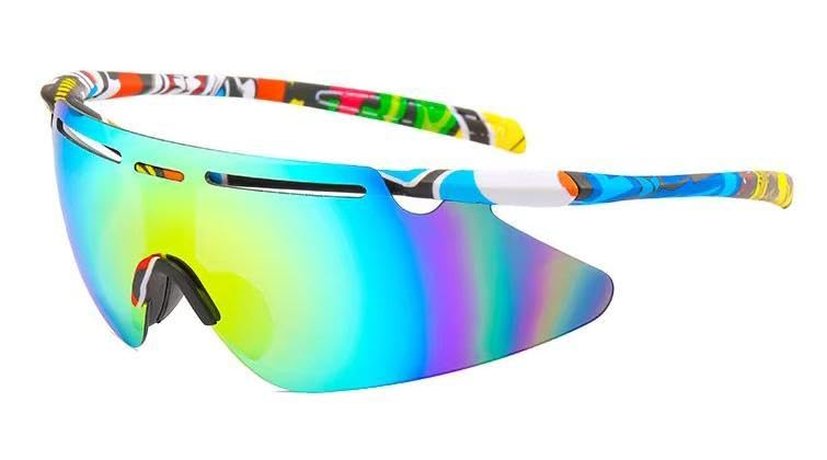 Image of Universal Wraparound Rimless UV400 Protected Sports Sunglasses - for Cycling Cricket Riding Running Tennis Hydrophobic Anti Glare Lens with Full Coverage & Protection with Rich Grip (Graffiti)