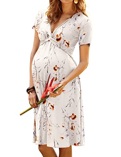Ekouaer Womens, Knee-Length, Casual Maternity, Short Sleeves Floral Wrap, V Neck Breastfeeding Dress, A-Khaki Flowers, Xx-Large #TOP29