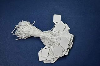 Tags by Sadar Shop 250 Kraft Paper Marking White Manila Tag with String for Jewelry Label (2 x 3 cm)