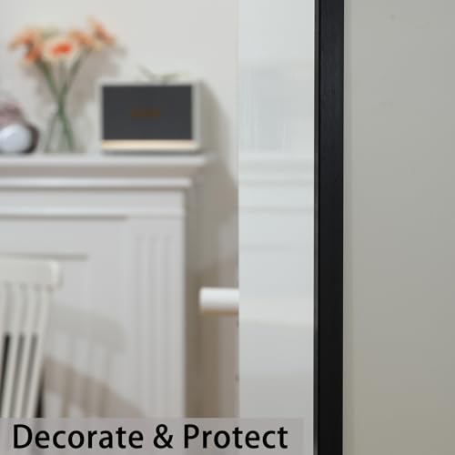 Image of Trimold Brushed Black Aluminum Peel and Stick L Molding Corner Guards with 90 Angle for Wall Door Frame Cabinet Baseboard Protection and Decoration, 35.4in x 0.8in (3Pcs)
