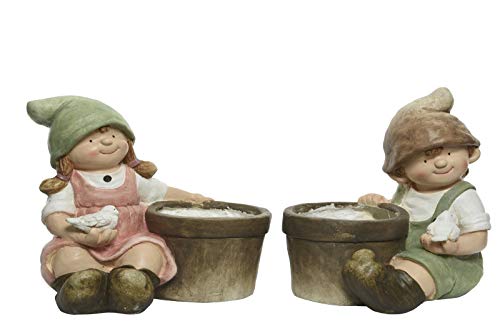 Kaemingk Gartenfigur Kinder Mädchen oder Junge Gartendeko - Poly...