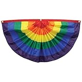 In the Breeze 3704 3' x 6' Outdoor Decoration, 3' H x 6' W, Rainbow Pleated Fan Bunting-6' x 3'