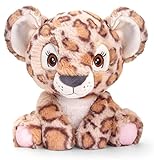 tachi Stofftier Leopard beige braun, Große Kuscheltier Raubkatze 25 cm, Sitzendes Stofftier
