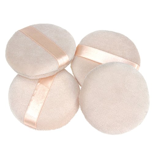 Youngman Cotton Powder Puffs with Ribbon for Foundation Makeup Face Powder,2.75 inch (4 Pieces)