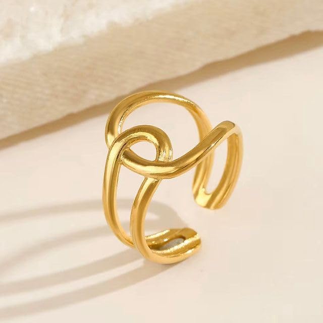 Chunky Gold Statement Ring for Women, 18K Gold Plated Adjustable Ring, Premium Valentines Day Gifts for Her - Image 6