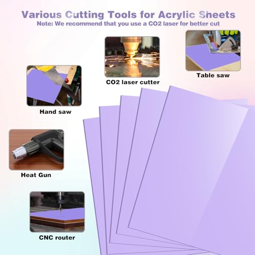 Image of Adrattnay Purple Acrylic Sheets 1 /8 Thick, 5Pcs 6 x 6in Cast Acrylic Sheets 3mm for Laser Cutting, Opaque Acrylic Sheets Acrylic Panel with Protective Paper for Laser Engraving Material DIY Crafts