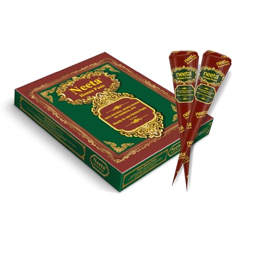 Neeta 12 Pack Ready to Use Henna Paste Hair Dye Cones Reddish Brown Color tubes color for women Perfect for Spot hair coloring, Long-lasting and Cruelty-Free