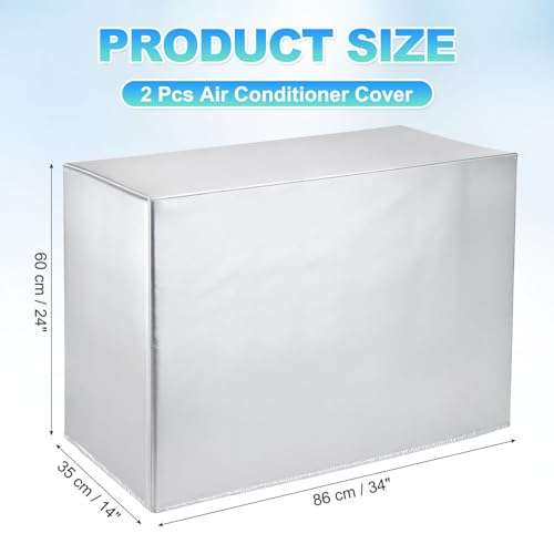 Housse de climatiseur extérieur PATIKIL lot de 2 en polyester argent 86,4x35,6x61 cm