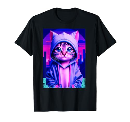 Vaporwave Aesthetic Funny Kitten 80s 90s Synthwave Cat Lover T-Shirt
