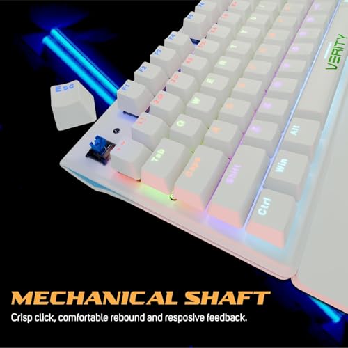 Image of VERITY Eclipse RGB Mechanical Gaming Keyboard with Ergonomic Comfortable Design, Responsive Mechanical Keys & RGB Backlit Lighting for Office, PC, Laptop and Mac Gaming and Daily Use (White)