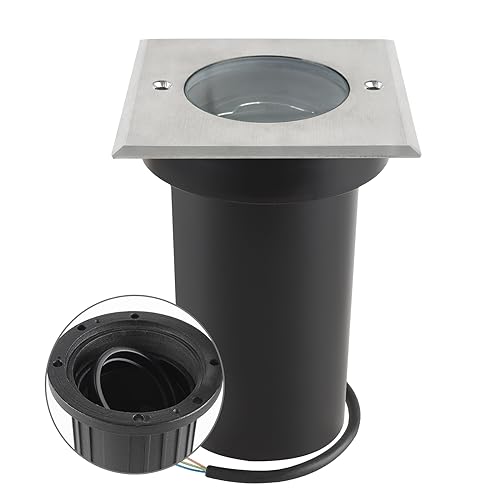URing Bodenstrahler außen Schwenkbar IP67 Bodeneinbaustrahler Aussen mit GU10 Fassung, Eckig Bodenleuchten Außen Edelstahl Gebürstete Oberfläche...