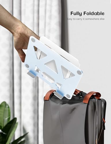 Image of Aoviho Adjustable Laptop Stand for Desk,Portable Laptop Stand Holder and Riser,Foldable Aluminum Notebook Computer Stands for MacBook Air Pro HP Lenovo Dell Samsung, 10-15.6 inch (Sky Blue-Silver)