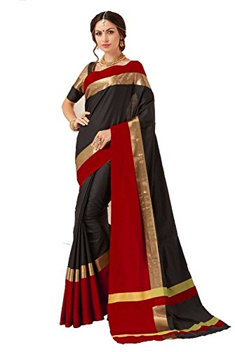 Image of PerfectBlue Women's with Blouse Piece Saree (VisvaVariation Lightgreenbrown Free Size)