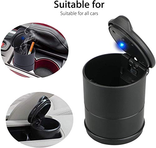 Aisibo Cigarette Smoke Car Ashtray Cup Holder, Led Portable Auto Car Truck With Lid For Office Home Car Ashtray (Black) #TOP3