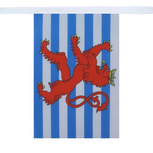 Image of AZ FLAG Luxembourg red lions 6 meters BUNTING Flag 20 flags 9'' x 6'' - Luxembourger coat of arms STRING flags 15 x 21 cm