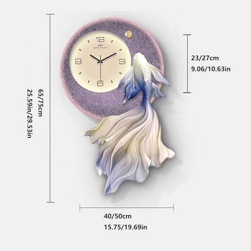 Horloge murale poisson LED lumineuse et silencieuse pour salon