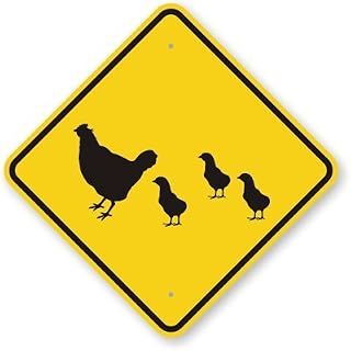 Chicken Crossing Sign: Hen and Chicks Symbol - Square Metal Tin Sign - 12x12 Inch Safety and Warning Notice for Residential, Commercial, and Industrial Use