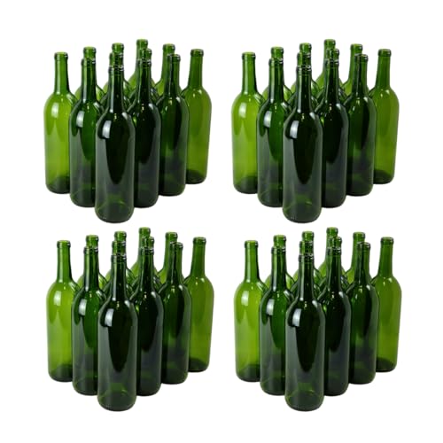 FastRack - 750ml Champagne Green Wine Bottles (Pack of 48) | W5 Bordeaux Empty Liquor Bottles for Drinks, 4 Cases of 12 - NO CORKS INCLUDED