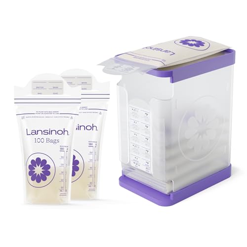 Image of Lansinoh Breastmilk Freeze & Store Starter Pack – Breastmilk Storage Container with Quick-Freeze Tray, Stores 10 Bags + 100 Count 6 oz Breastmilk Storage Bags, Baby Feeding Essentials