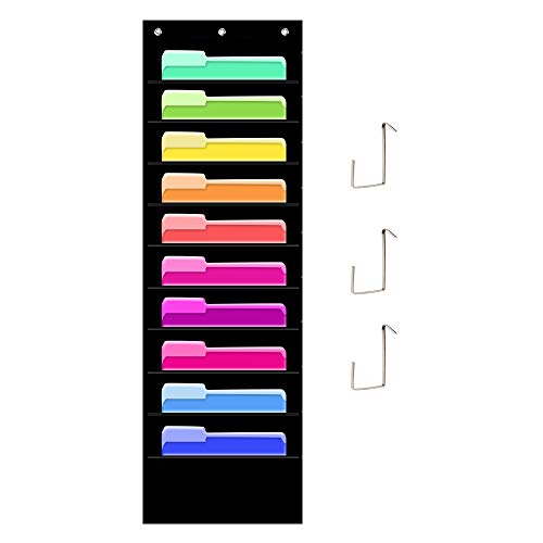 10 Pockets Storage Pocket Chart, Opret Hanging Wall Organizer for File Folders Manilas