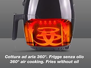 BEPER P101FRI001 Friggitrice ad aria calda, Senza Olio, Timer e Temperatura regolabile, Recipiente e griglia rimovibili, Capacità 2 litri, Potenza 1000 Watt, Nero