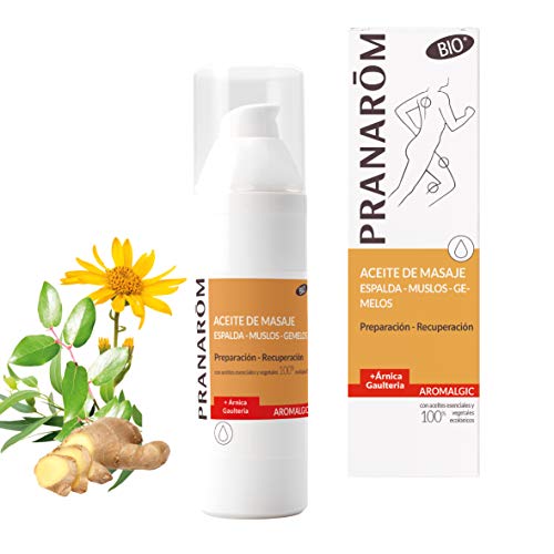 PRANAROM - Aromalgic - Aceite de Masaje - Espalda, Muslos, Gemelos - Árnica y Gaulteria - Preparación, Recuperación, Articulaciones y Músculos - 100ml