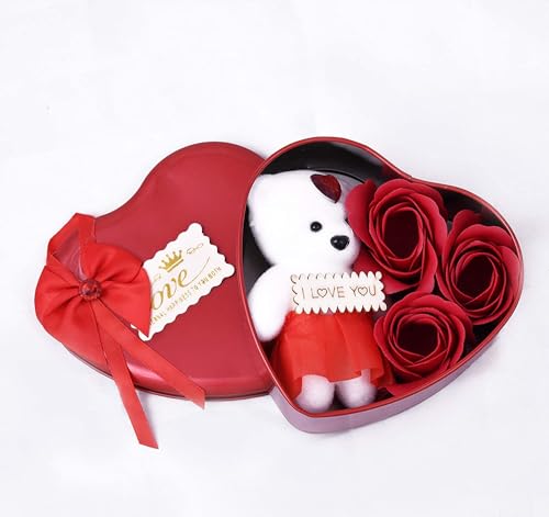 ascension Plastic Valentine's Day Gift Combo Gift for Girlfriend Boyfriend Husband Wife Red Rose with Teddy Gift Box for Valentine Day Lovely Gift Item for Valentine Week, Flower 8 41lWskqbfiL
