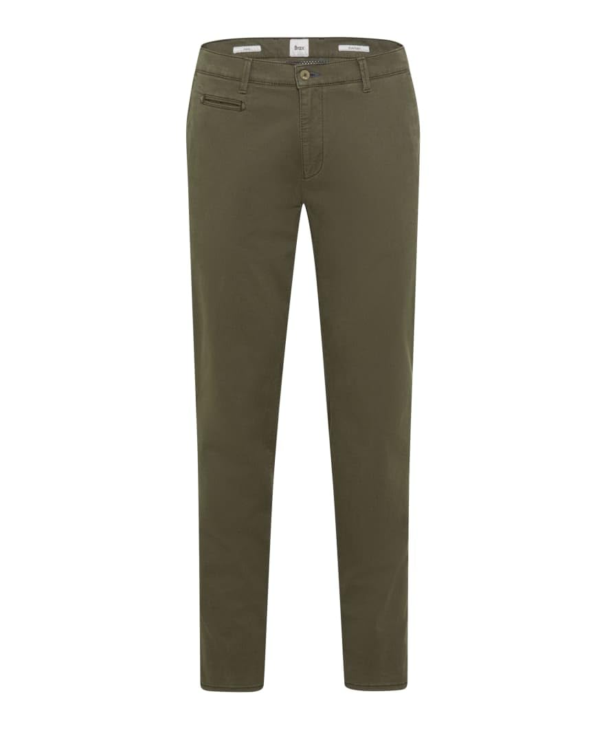 BRAX Men's Hi-Flex New Structure Chino Trouser, 33 Olive, W/34 L