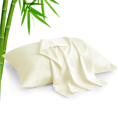 Image of BEDELITE King Pillow Cases Set of 2, Rayon Derived from Bamboo, Cream