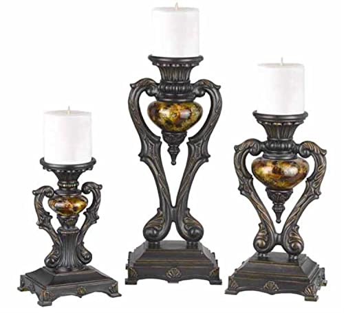 Cal Lighting TA-587/3C Traditional Candle Holder in Bronze/Dark Finish, 19.3x19x9.5