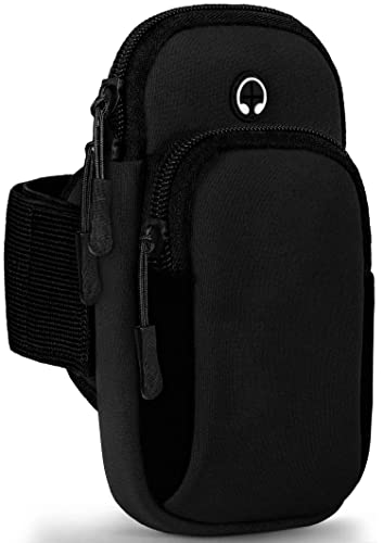 ONEFLOW Bracelet de sport de qualité supérieure compatible avec Sony Xperia U | Sac de course pour smartphone avec 2 compartiments – Support de téléphone portable sport – Noir