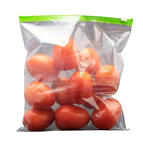 Image of Reusable Zipper Freezer Bags Dishwasher Safe, BPA Free Bag Leakproof Food Storage Bags for Marinate Meats, Cereal, Vegetables, Fruits, Kitchen Organization (15 PCS GREEN ZIPPER BAG)
