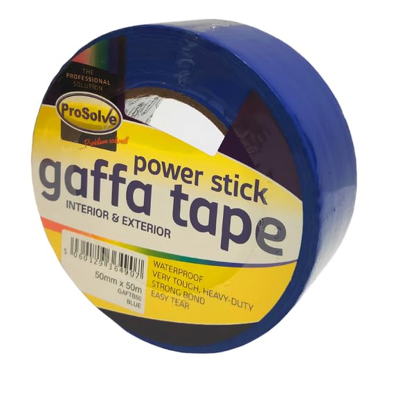 ProSolve 50mm x 50m Waterproof Gaffa Tape Roll - Gaffa Cloth Tape for Multipurpose Use (5, BLUE)
