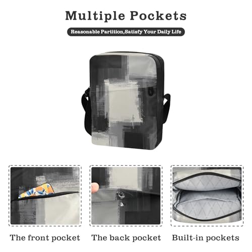 Black White Gray Ink Art Painting mens messenger bag crossbody men shoulder bag Women's Purse Adjustable Strap for Outdoor Daily outdoor sports2
