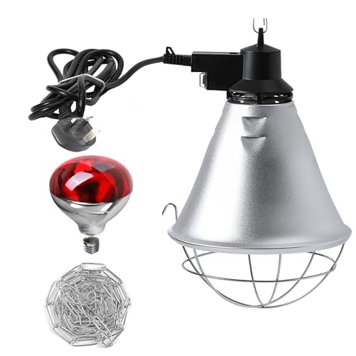tifee 250W Infrared Heat Lamp for Poultry with 2.5m Cable & 2m Hanging Chain 2 Energy-Saving Switches Brooder Bulb for Chickens Ducks Puppies Piglets & Livestock
