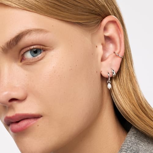 Image of Ana Luisa Frida Pearl Jewelry Huggie Hoops - Medium & Small 14K Gold Plated & Silver Rhodium Plated Drop Hoop Earrings with Freshwater Pearls - 2-in-1 Hypoallergenic Water-Resistant, Tarnish-Free Hoop