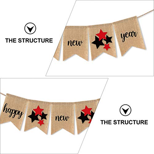 Banner de ano novo Amosfun Happy New Year Banner com design de estrela guirlanda de decoração de fes