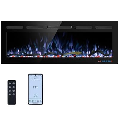 Kentsky 45" WiFi Electric Fireplace Inserts, Recessed and Wall Mounted Fireplace Heater W/Adjustable Flame Color & Brightness, Thermostat, 9H Timer, App and Remote Control, 750/1500W
