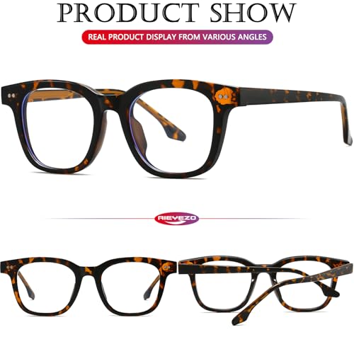 Image of AIEYEZO Fashion Blue Light Glasses for Women Men Retro Anti-Blue Light Eyeglasses TR90 Square Frame Computer Glasses