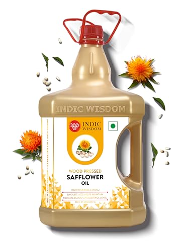 Image of IndicWisdom Wood Pressed Safflower Oil 5 Liter (Cold Pressed Safflower Oil - Extracted on Wooden Churner)