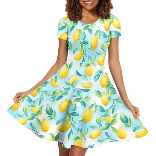 Image of AFPANQZ Womens Casual Summer Lightweight Vintage Dress Short Sleeve Midi Dress Knee-Long Luxury Formal Dress