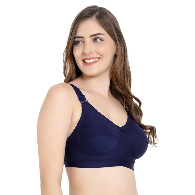 Image of Women's Cotton Blend C-Cup Non-Padded Heavy Bust Seamless Minimizer Full Coverage Non-Wired T-Shirt Everyday Bra Combo Pack of 3