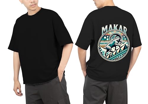 Image of Men's Zodiac Sign Printed Oversized Cotton T-Shirt