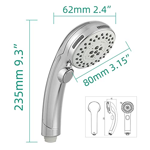 Ducha de mano Biveah con interruptor y 5 ajustes miniatura 5