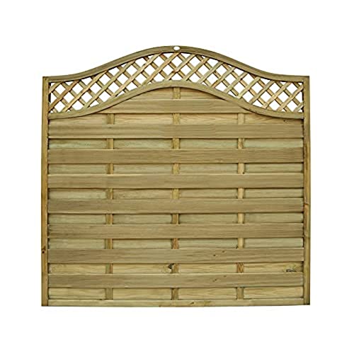 Forest Garden 1.8 metre x 1.8 metre Pressure Treated Decorative Europa Prague Fence Panel-Pack of 4, Natural Timber, EGSPPK4HD