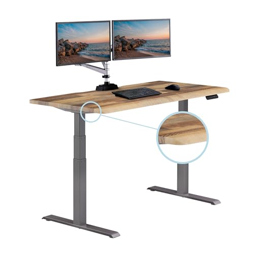 Vari ComfortEdge 60x30 Inch Adjustable Electric Standing Desk Sit Stand VariDesk with Memory Presets Sloped Edge 200 LB Capacity + Tool-Free Assembly (Reclaimed Wood)
