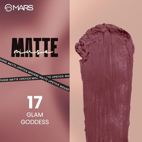 Image of MARS Matte Muse Mousse Lipstick (3ml) (17-GLAM GODDESS) with Doe-Foot Applicator | Highly Pigmented | Smooth Texture | Hydrating Formula | Blurry Lips Effect (Pack of 2)