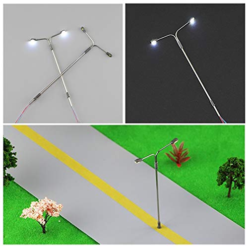 ExcLent 20 Stücke 3 V Modell Eisenbahn Layout Zug Led Lampe Straßenlaterne Doppelkopf Ho N Maßstab 1:75 1: 100 1: 200… – Bild 5